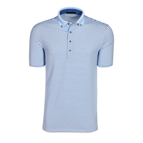 Mens Keowee Short Sleeve Polo - Performance Striped Polo with Knit