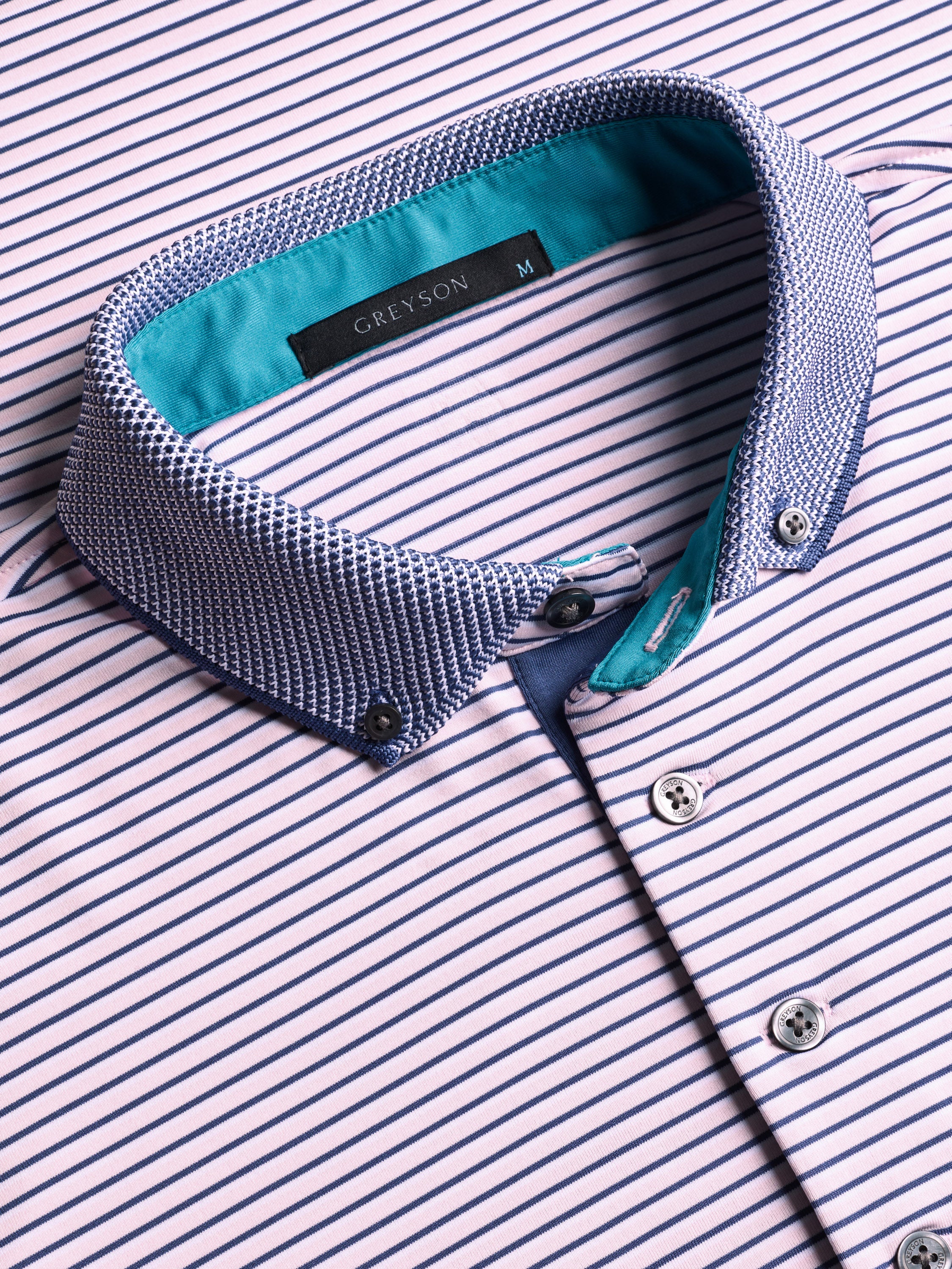 Mens Keowee Short Sleeve Polo - Performance Striped Polo with Knit