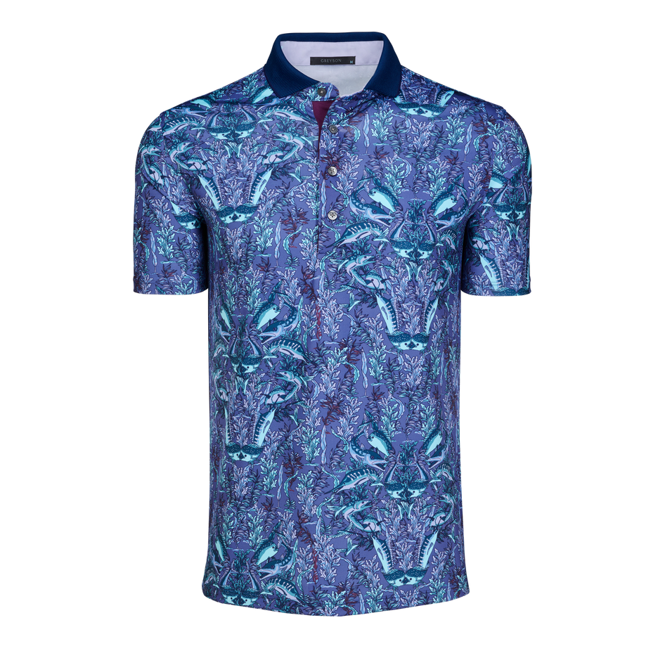 Mens Marlin Curiosities Short Sleeve Polo - Performance Printed