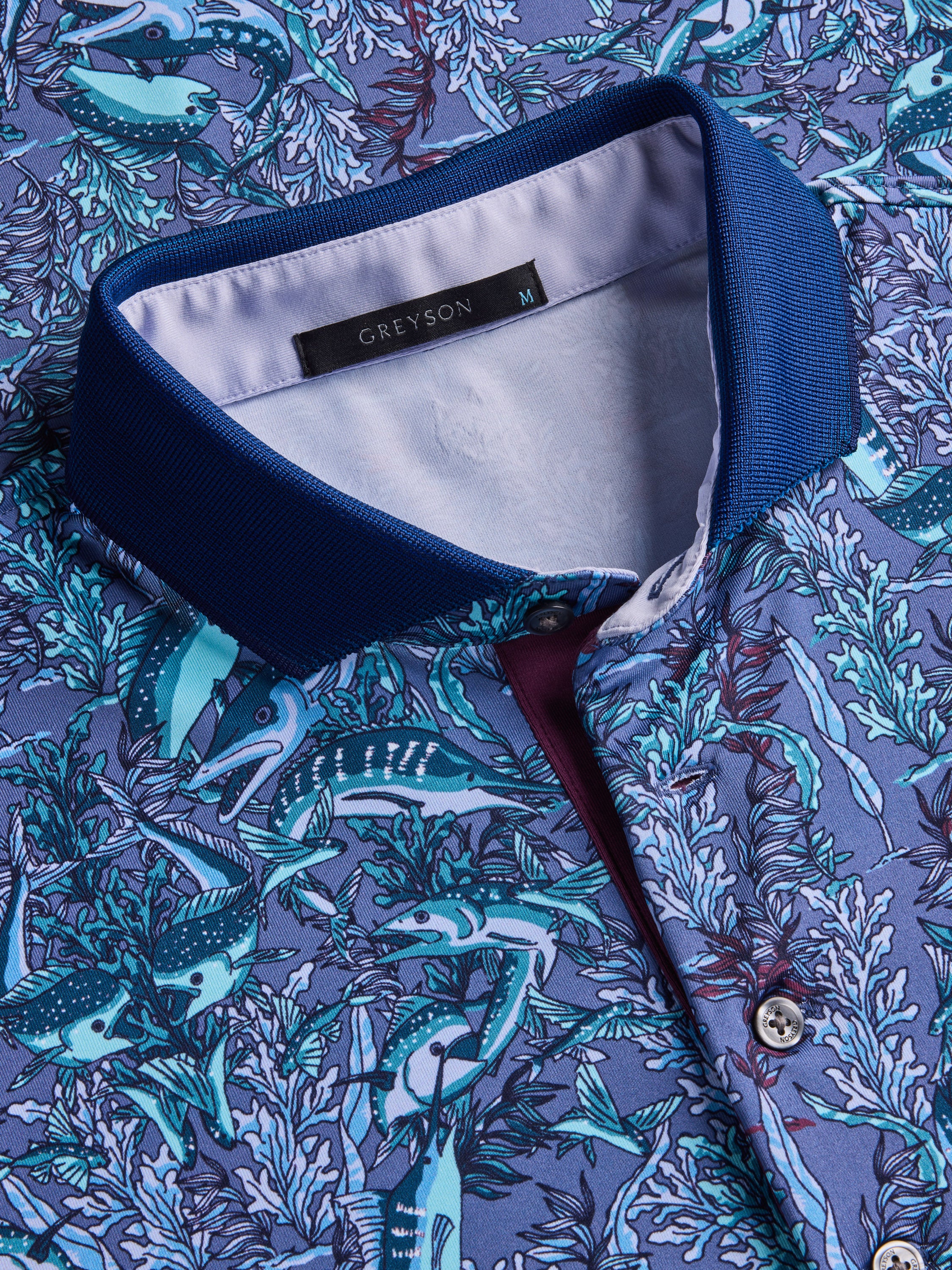 Mens Marlin Curiosities Short Sleeve Polo - Performance Printed