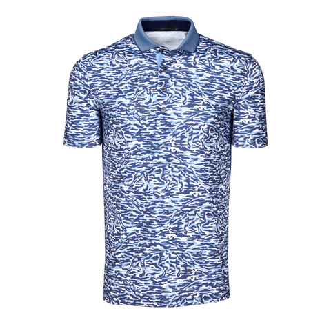 Mens Stalking Wolf Camo Short Sleeve Polo - Performance Printed
