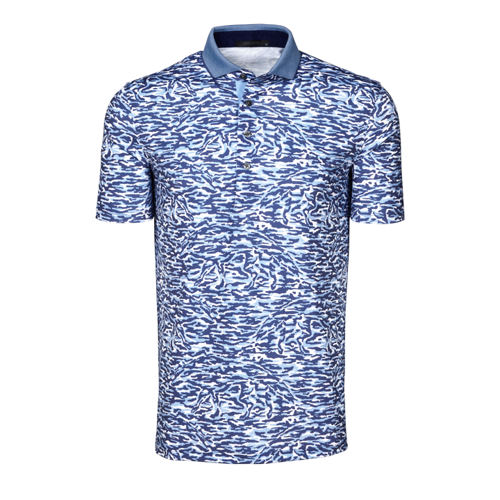 Mens Stalking Wolf Camo Short Sleeve Polo - Performance Printed