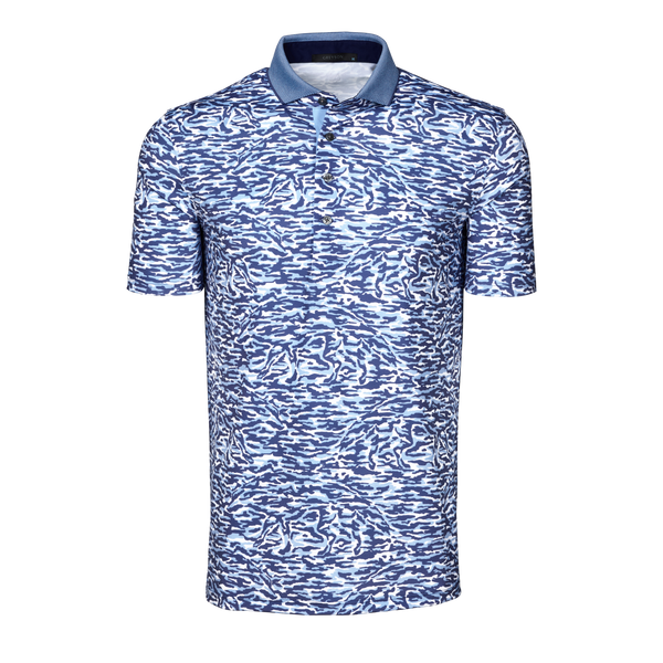 Mens Stalking Wolf Camo Short Sleeve Polo - Performance Printed