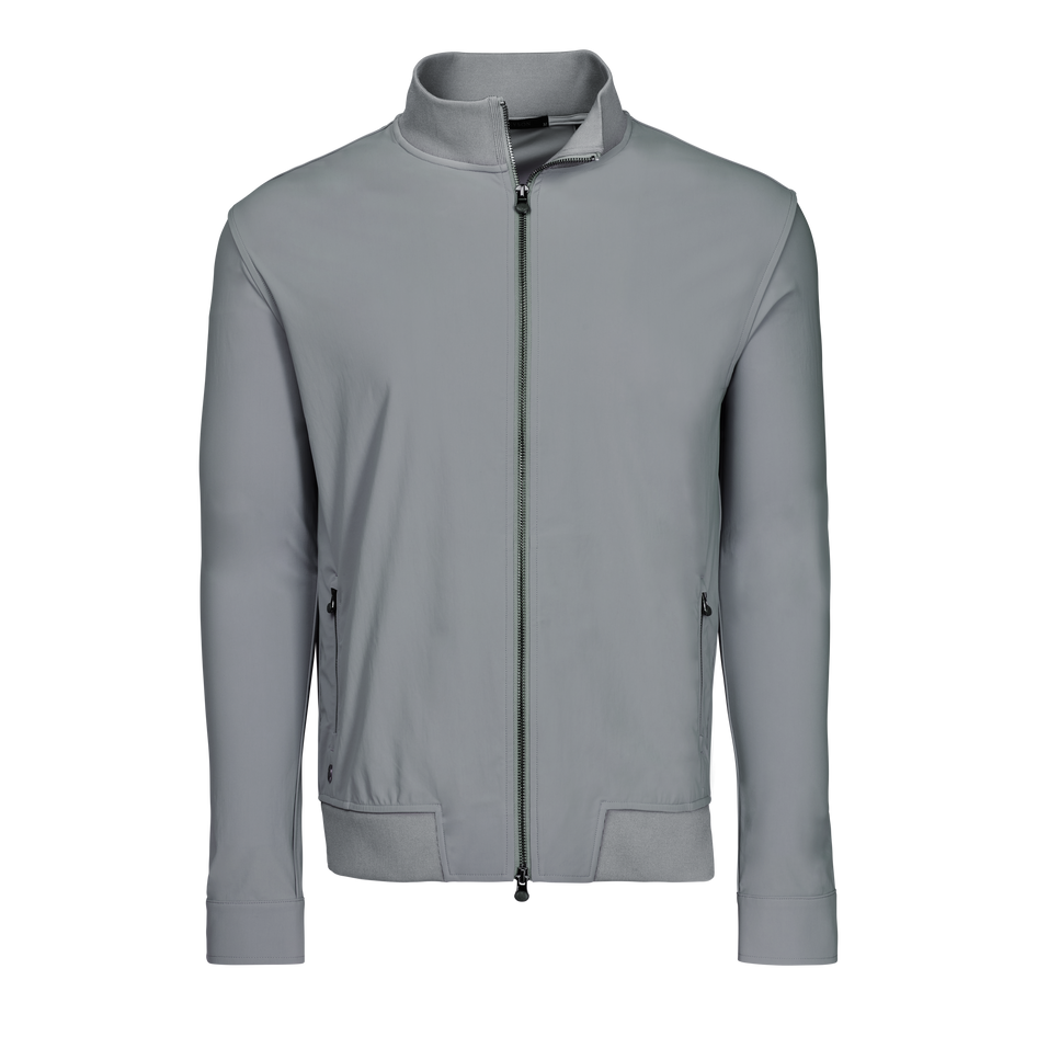Slate Greyson Montauk Bomber Jacket - Front View, Men's Premium Full-Zip Golf Jacket | Greyson Clothiers