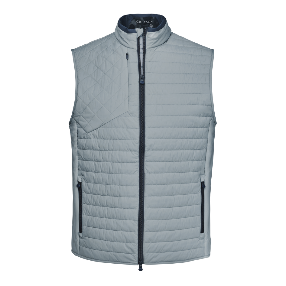 Shepherd Grey Ultralight Insulated Golf Vest, Quilted Full-Zip - Front View | Greyson Clothiers