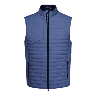 Grove Blue Quilted Ultralight Hybrid Golf Vest, Full-Zip - Front View | Greyson Clothiers Yukon