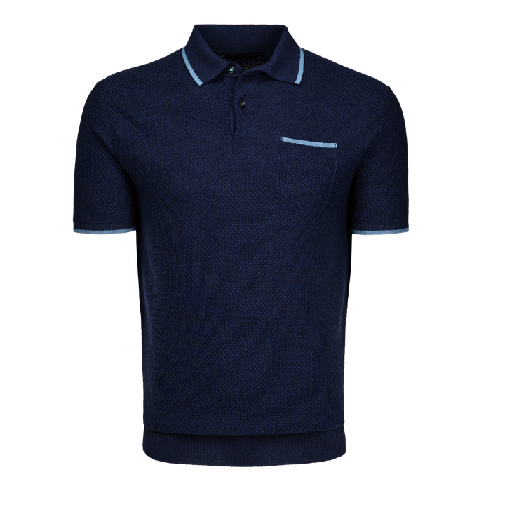 Mens Seneca Short Sleeve Sweater Polo - Lightweight Textured