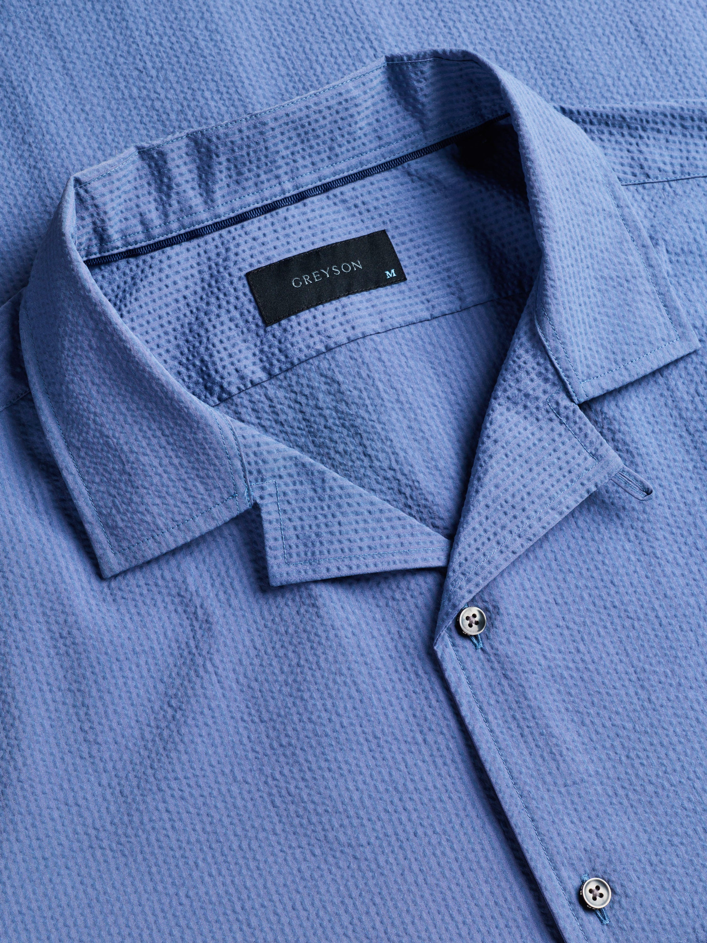 Mens Rhodes Seersucker Camp Shirt - Lightweight Relaxed Resort