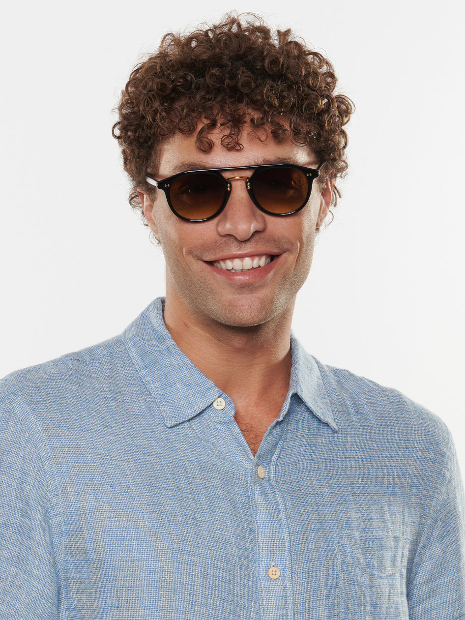 Greyson Clothiers GREYSON X KREWE Markle Sunglasses in BLACK TEA 18K