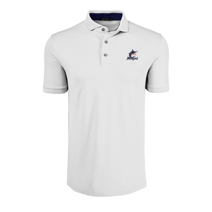 Mens Miami Marlins Crowley Short Sleeve Polo - Performance Stretch