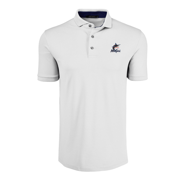 Mens Miami Marlins Crowley Short Sleeve Polo - Performance Stretch