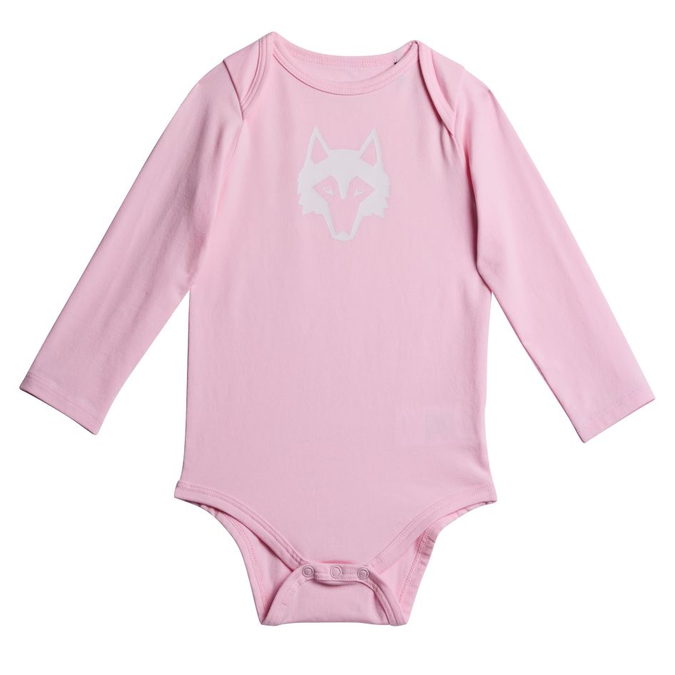 Ballet Slipper Pima Cotton Icon Pups Baby Onesie - Front View, Wolf Graphic | Greyson Clothiers