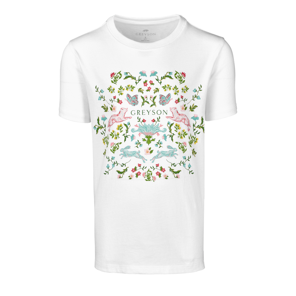 Greyson Clothiers Girls Floral Wolf Embroidery Tee