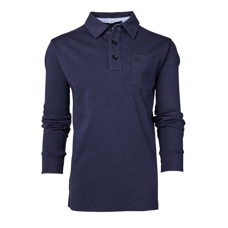 Greyson Clothiers Boy's Spirit Long Sleeve Polo in MALTESE BLUE