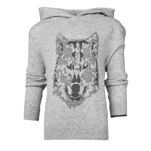 Boys Youth Jacquard Wolf Koko Hoodie - Wool-Cashmere Graphic