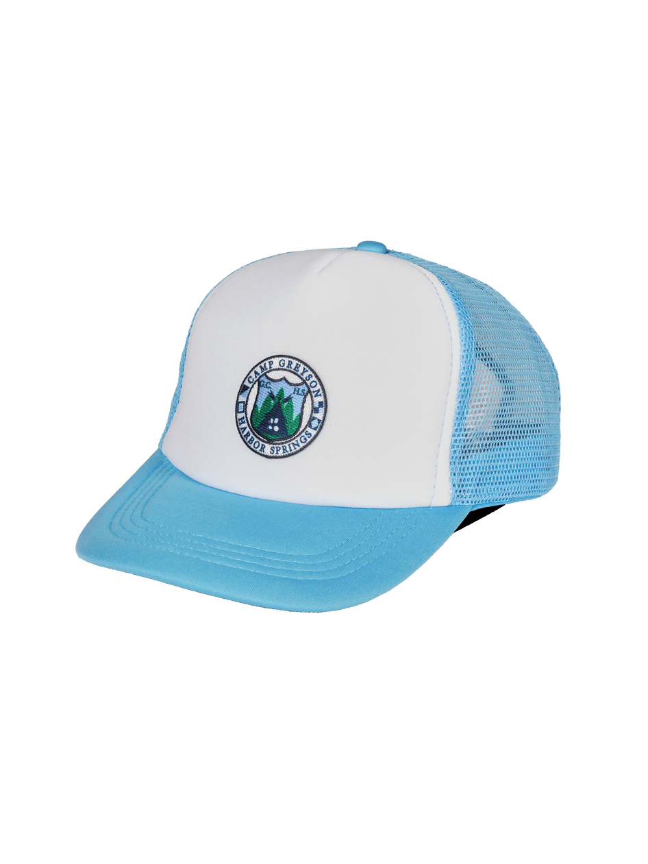 Greyson Clothiers Youth H.S. Circle Shield Trucker Hat in WOLF BLUE