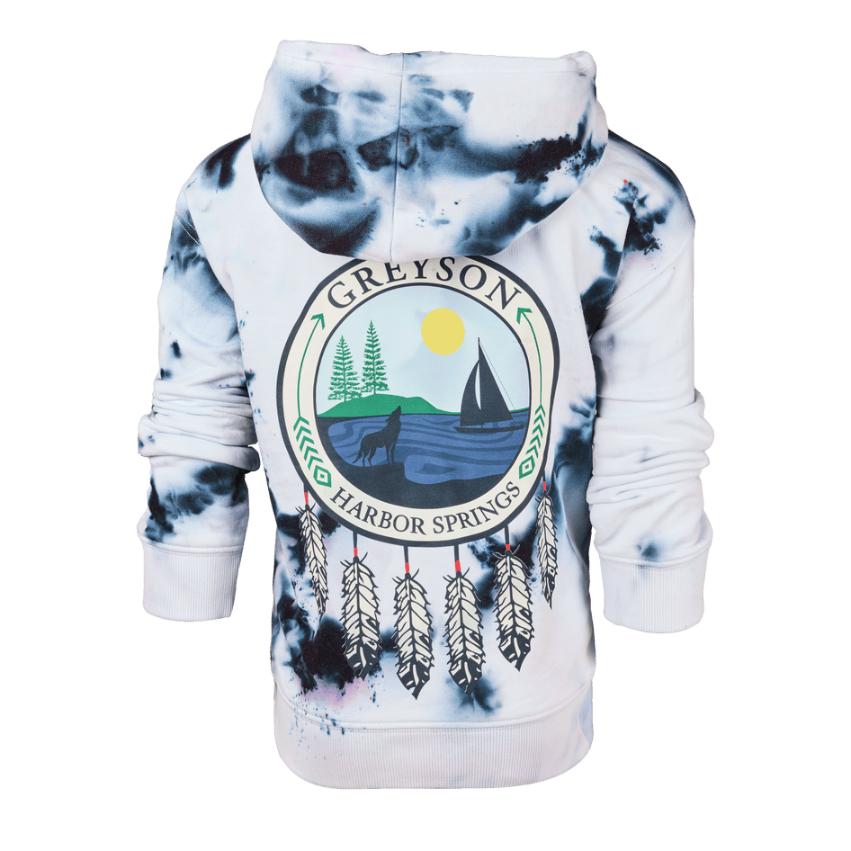 Greyson Clothiers Youth H.S. Tie Dye Aspen Hoodie in ARCTIC/MALTESE BLUE