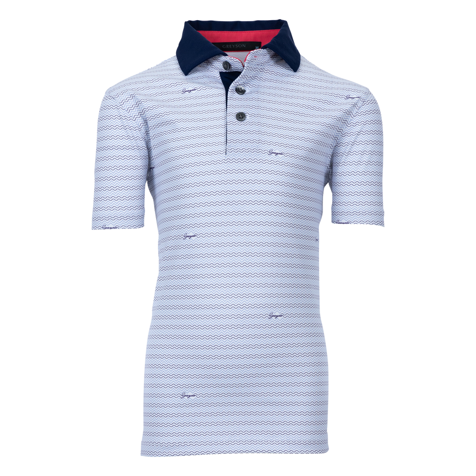 Boys Boy's Wind and Water Symbol Polo Performance Striped Polo