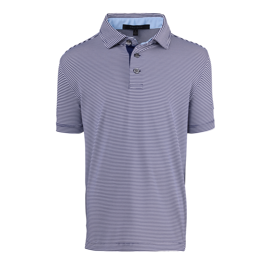 Boys Boy's Saranac Short Sleeve Polo - Performance Striped Polo
