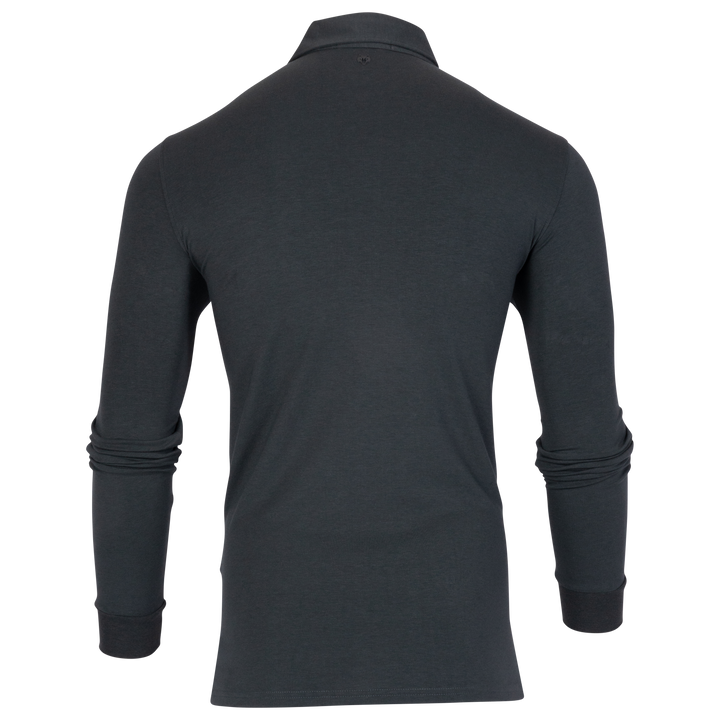 Plain black long best sale sleeve polo shirt
