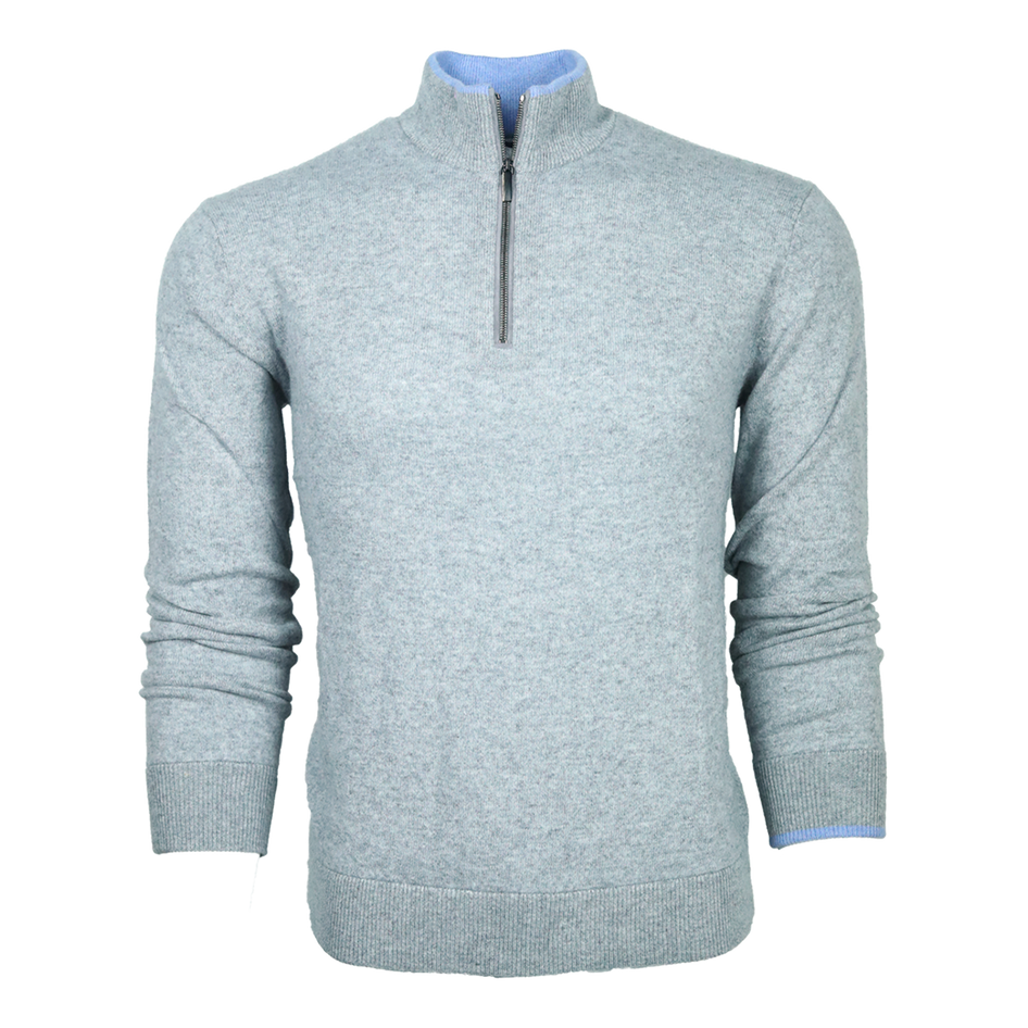 Greyson Clothiers Sebonack Quarter-Zip Sweater in LIGHT GREY HEATHER