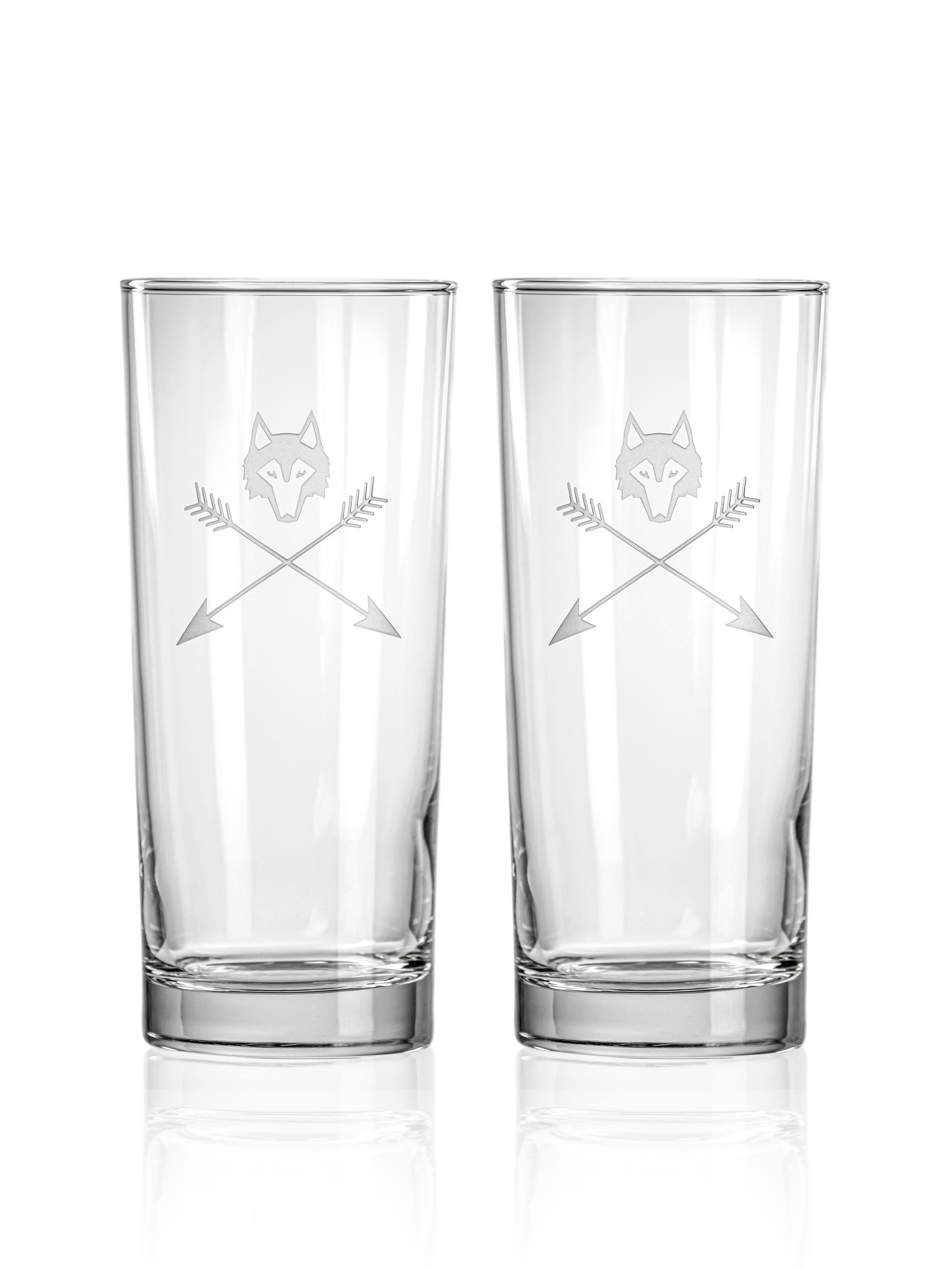 Home Wolf and Arrows High Ball Glass Set - Signature Engraved Cocktail ...